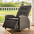 Green4ever Outdoor Patio Recliner with Independently Adjustable Backrest and Footrest, All-Weather Wicker Patio Chair, 160° Lay Flat Patio Reclining Lounge Chair for Backyard Garden, Grey