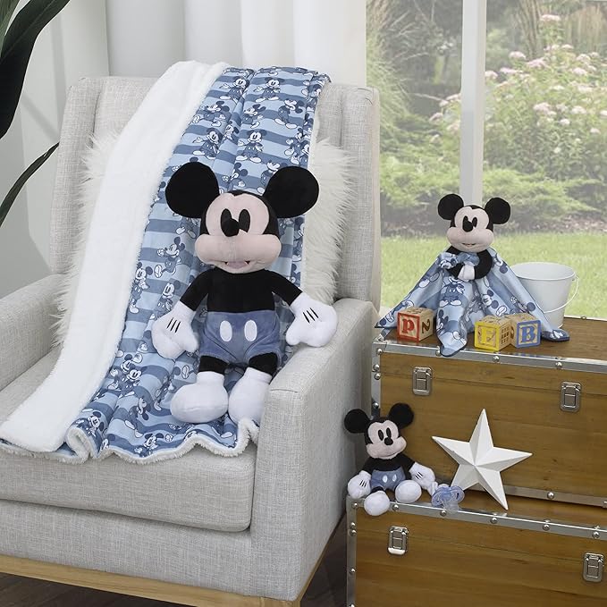 Disney Mickey Mouse White, Blue and Black Plush Buddy Pacifier Holder
