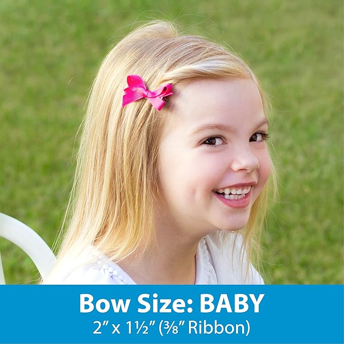 Wee Ones Baby Classic Grosgrain Hair Bow on a WeeStay Clip w/Plain Wrap - Navy,One Size