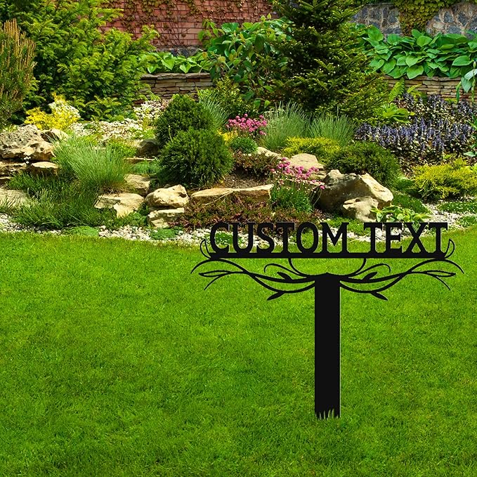 Personalized Metal Text Garden Sign with Stake, Custom Garden Decor for Outdoor, Custom Family Name Sign, Large Patio Decorations, Lawn Art, Farmhouse Decorative, Housewarming Gift