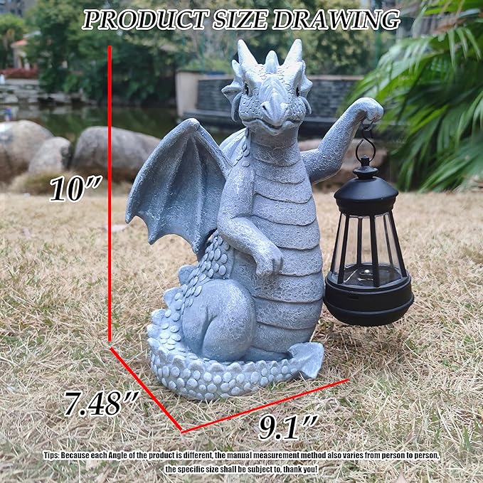 Dragon Solar Outdoor Garden Statue - Dragon Outdoor Figurie Lights - Yard Decorative Outdoor Statue Suitable for Patio, Balcony, Patio Decoration - Specially Customized Gift for Mom