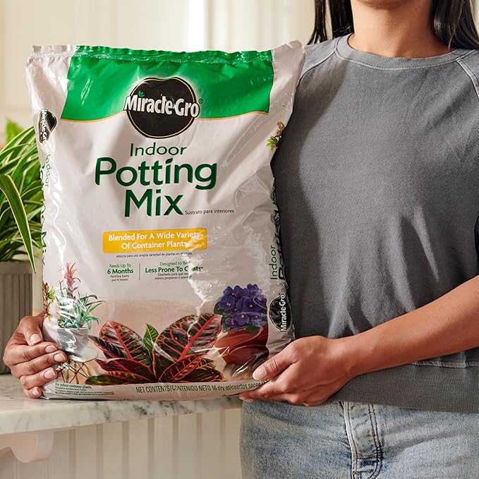 Miracle-Gro Indoor Potting Mix, Blended for a Variety of Houseplants, Feeds for up to 6 Months, 16 qt., 2-Pack