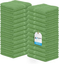 Avalon Towels Cotton Washcloths 24-Pack – 12 x 12 Inch Sage Green Super Soft &