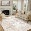 5x7 Washable Area Rug Beige Grey Neutral Abstract Living Room Bedroom Throw Rug Non Slip Soft Low Pile Indoor Floor Carpet for Dining Room Kitchen Office Entryway Home