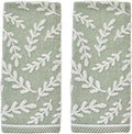 SKL Home Leaf Sprig 100% Cotton Jacquard 2pc Hand Towel Set, Reversible &