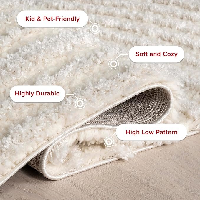 nuLOOM Gloria Abstract Shag Area Rug, 8x10, Beige