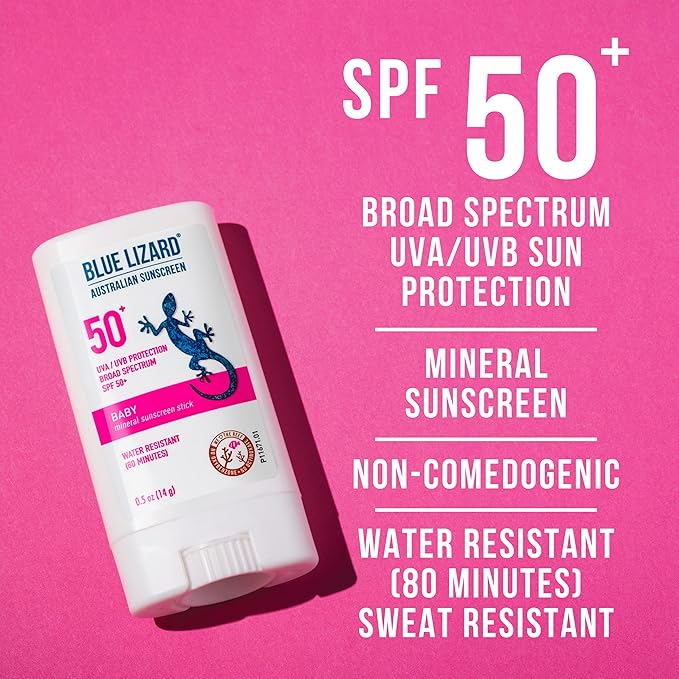 Bundle of Blue Lizard BABY Mineral Sunscreen with Zinc Oxide, SPF 50+, 5 oz. Tube + Blue Lizard BABY Mineral Sunscreen Stick with Zinc Oxide, SPF 50+