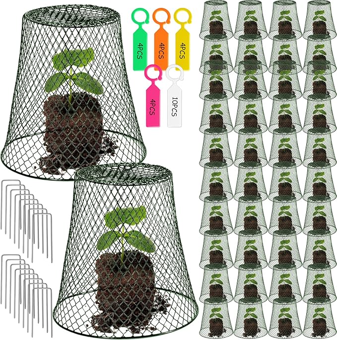 40 Pcs 9 inch Chicken Wire Plant Covers Bulk,Wire Garden Cloches Chicken Wire Cloche Plant Protector Metal Heavy Duty Garden Plant Cloche for Keeping Bunnies Chicken Squirrels Birds Other Out