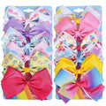 5" Hair Bows for Girls Colorful Little Girl Hair Bows Rainbow Heart Grosgrain Alligator Clip Bow for Toddler Girls Children Kids 12 Pcs