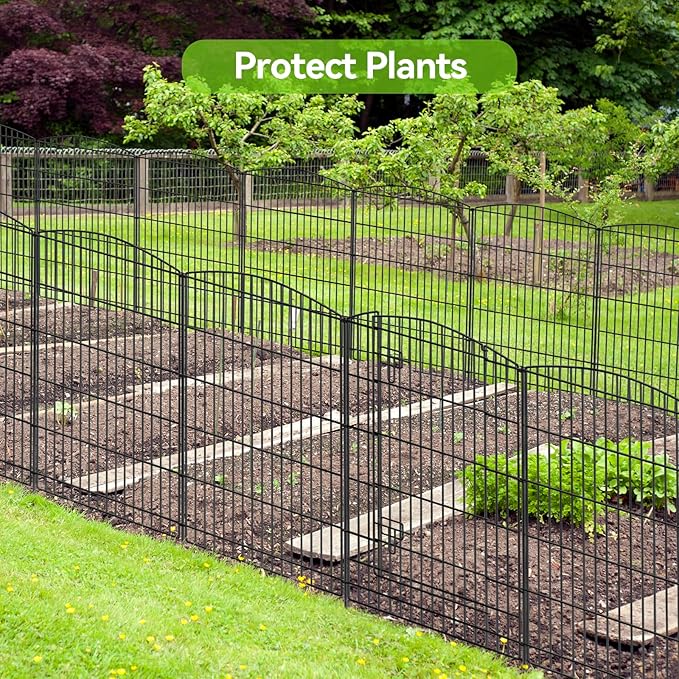 INJOPEXI Decorative Garden Fence 6 Panels 13ft (L)×36in (H) Animal Barrier Fences with 5 Panels + 1 Gate, No Dig Garden Fencing Rustproof Metal Wire Temporary Rabbit Dog Fence for Patio Outdoor Yard
