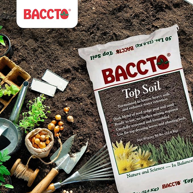 Michigan Peat 1550P Baccto Top Soil for Lawns, Gardens, and Raised Planting Beds with Reed Sedge, Peat, and Sand, 50 Pounds (3 Pack)