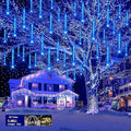 Purtuemy Blue Christmas Icicle Lights Outdoor: 40 Tube(Equivalent to 5 Sets of 8-Tubes) Meteor Shower Rain Lights - Waterproof Christmas Halloween Decorations for Yard Outside Tree Roof, UL Plug