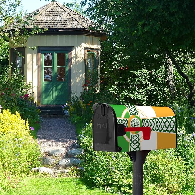 St. Patrick's Day Mailbox Cover Celtic Irish Flag Clover Oversized Mail Box Wrap Farmhouse Home Magnetic Mailbox Covers Shamrocks Mailboxs Post Box Covers Wraps Large Size 25.5 X 21 Inch