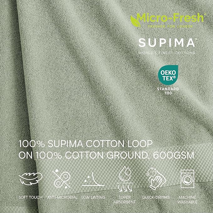 Lacoste Heritage 100% Supima Cotton Tub Mat, Premium Super Soft Bath Towel