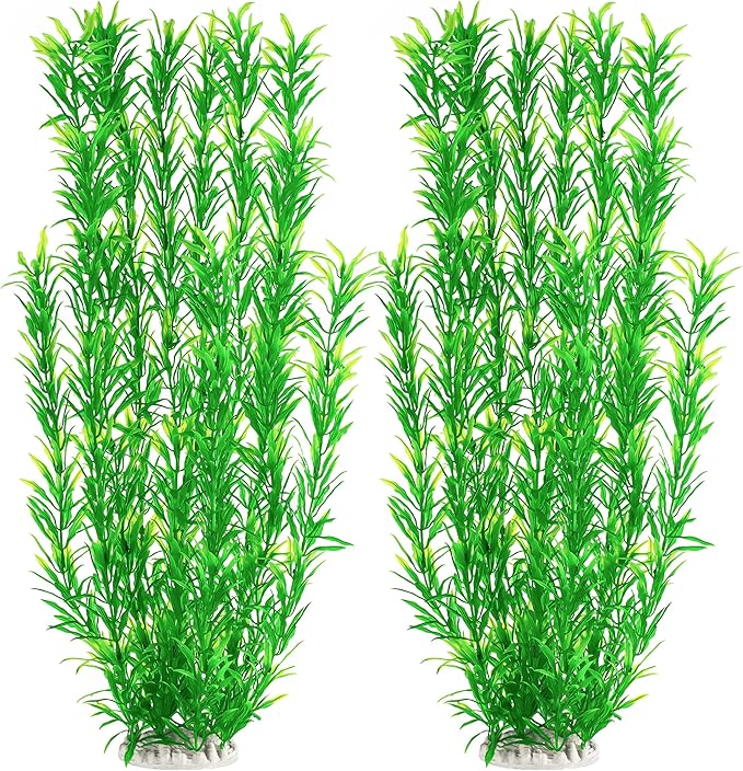 MyLifeUNIT Aquarium Plants, 21 Inches Tall Plastic Fish Tank Plants for Fish Tank Decorations and Aquarium Decor (Green)