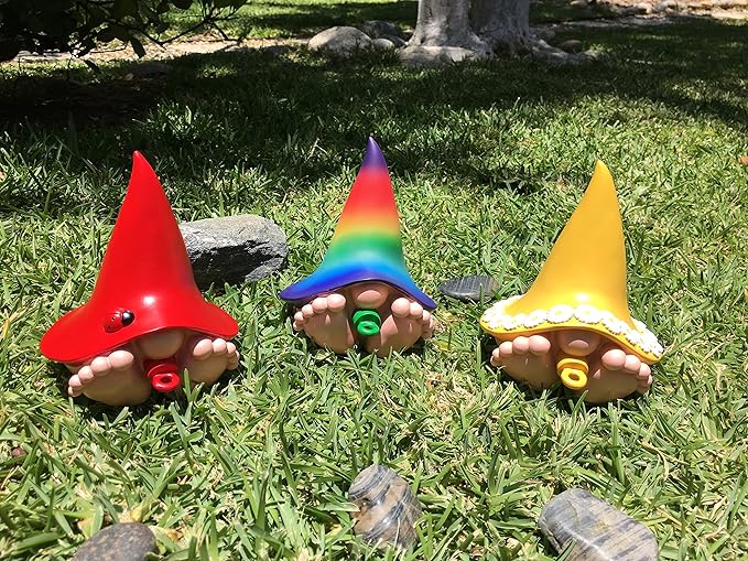 GlitZGlam Giant Baby Gnome for Your Enchanted Gnome and Fairy Garden (6 Inches Tall) (Rainbow)