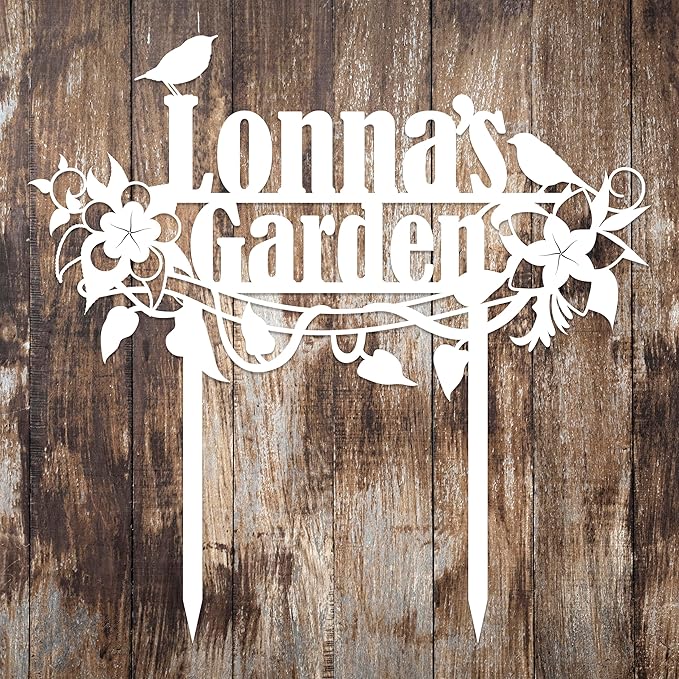 Personalized Flower and Bird Metal Garden Stake, Bird Garden Sign, Custom Flower Yard Decor, Mom's Garden Gift, Gardener Family Name Sign, Patio Home Gift, Yard Art, Housewarming Gift